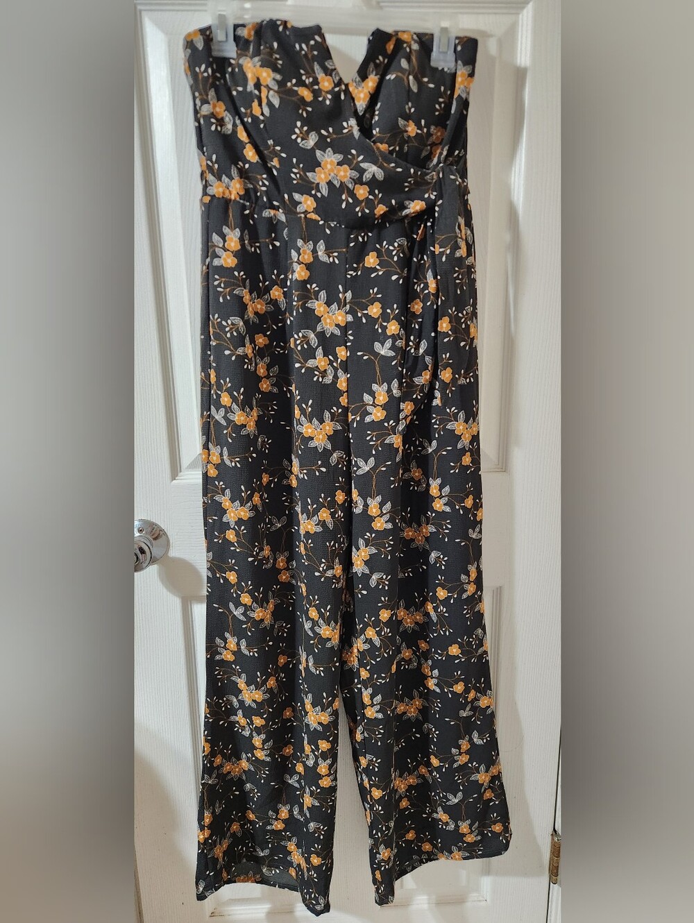 Women’s Dark Green Floral Strapless Jumpsuit